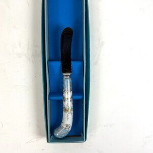 Sheffield House of Prill HPR9 Aqua Gold Scrolls Butter Knife Spreader in Box